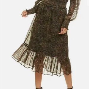 Walter Baker Cheetah Skirt w/ ruffle hemline and small ruffle trim NWOT, size 8